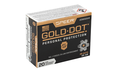 Speer Gold Dot 25 ACP 35 gr Jacketed Hollow Point 20rd box