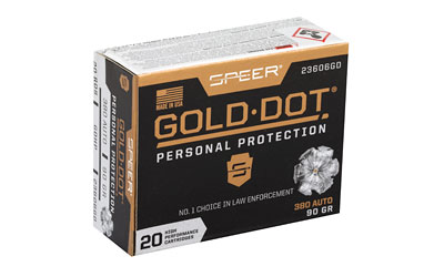 Speer Gold Dot .380 ACP 90 grain jacketed hollow point 20-count box