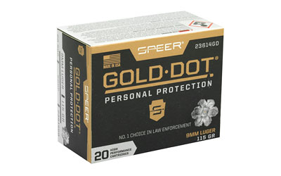Speer Gold Dot 9mm Luger 115gr Jacketed Hollow Point 20rd Box
