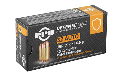 PPU PPD32A 50rd box .32 Auto 71gr Jacketed Hollow Point ammunition