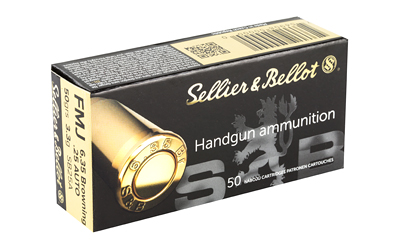 Sellier & Bellot SB25A .25 ACP 50gr FMJ 50rd box packaging